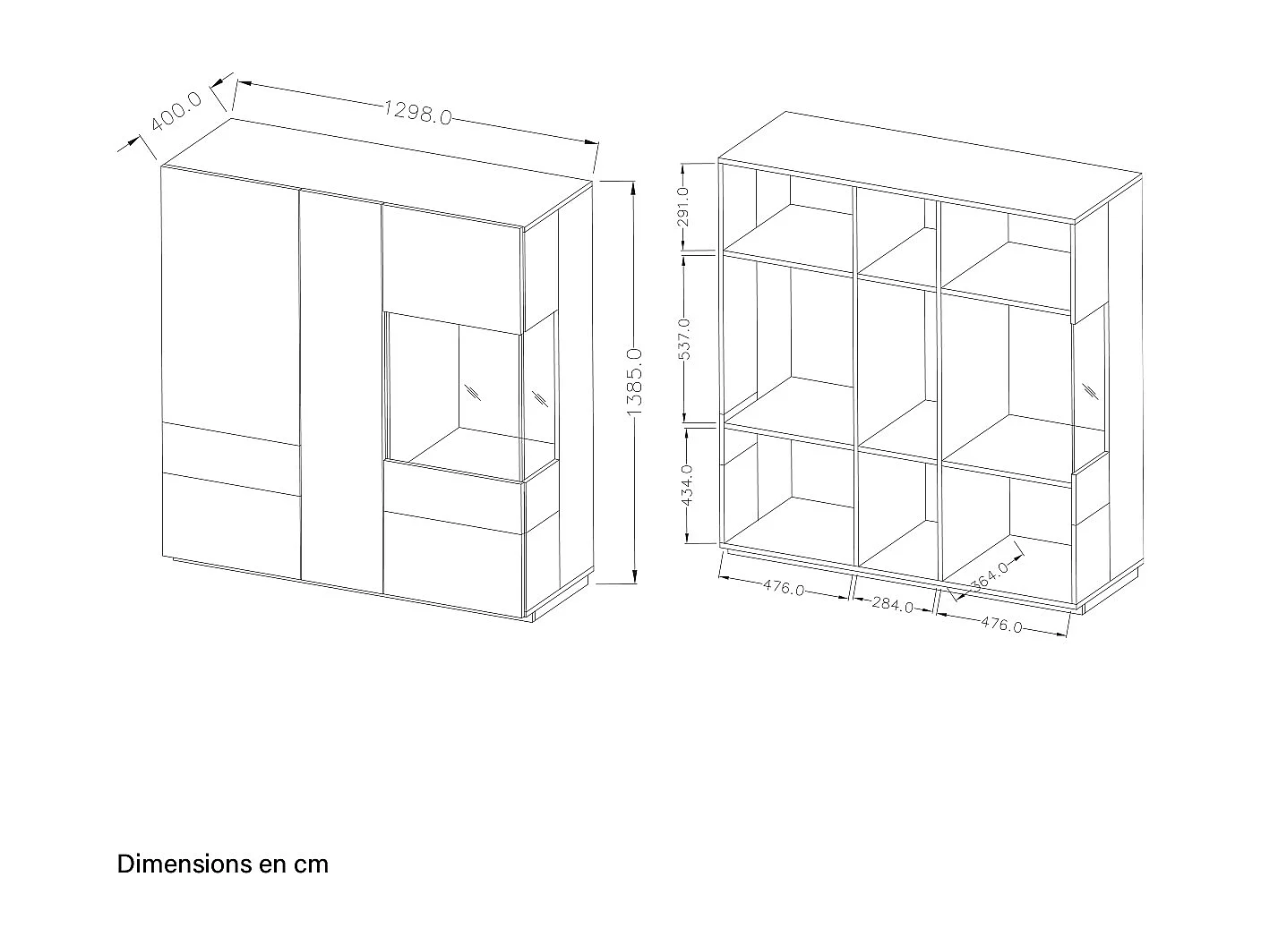 Vaisselier 3 portes Andrea Blanc et Boi