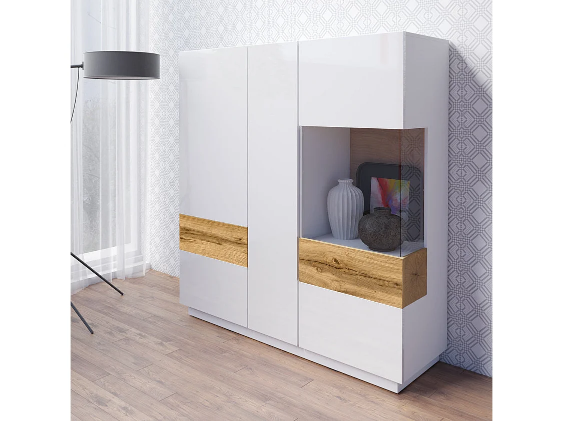 Andrea White and Wood 3-door china cabinet