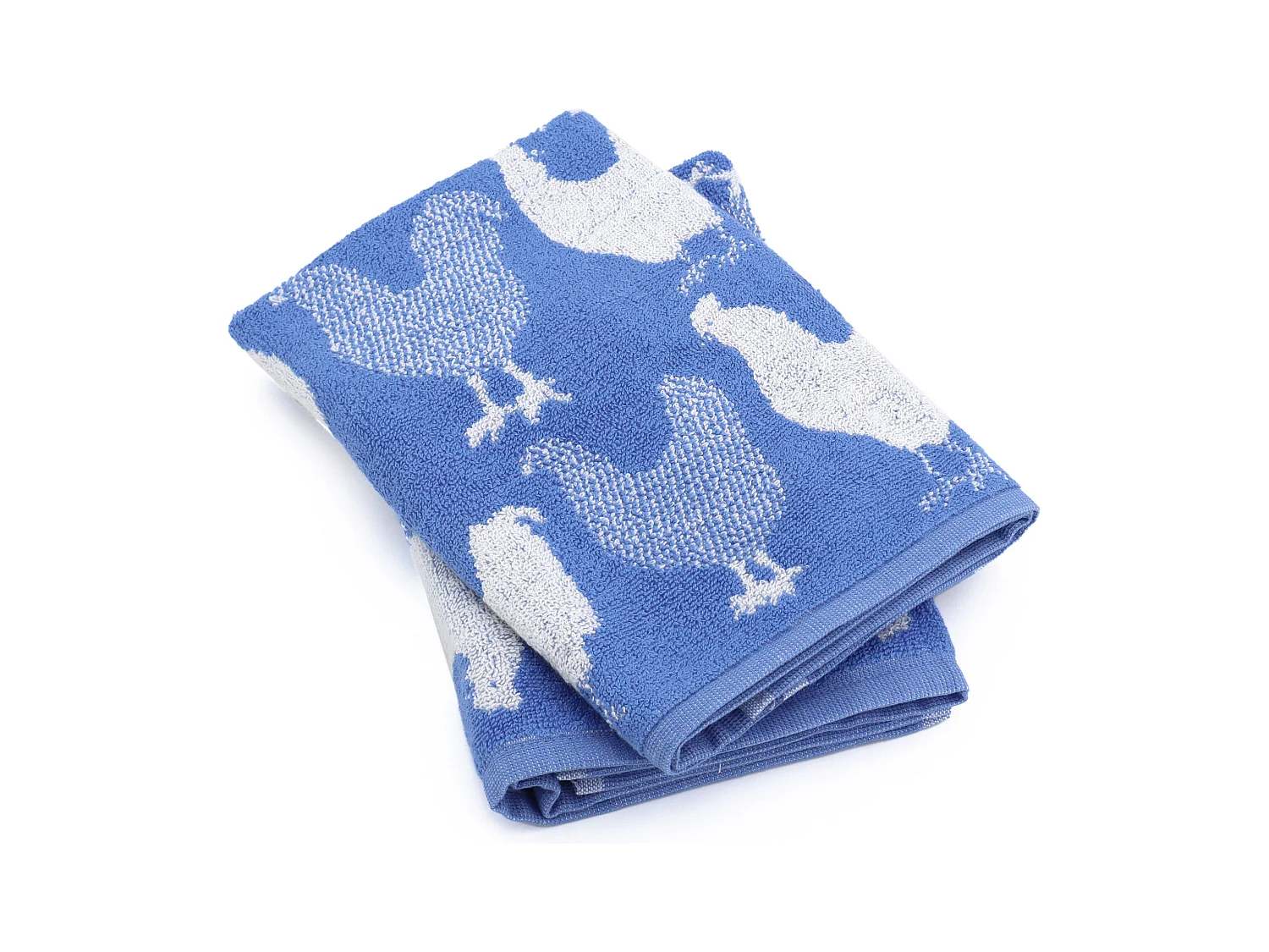 Lot de 2 torchons de cuisine éponge 50x50 cm coton CHICKEN bleu