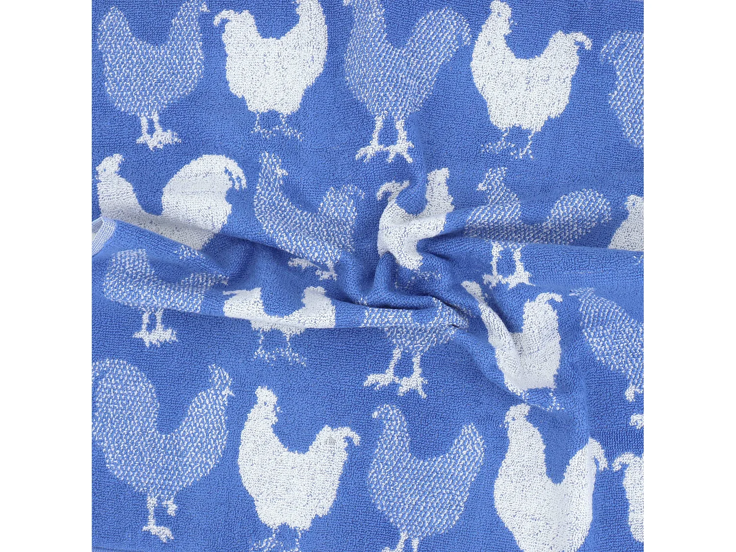 Lot de 2 torchons de cuisine éponge 50x50 cm coton CHICKEN bleu