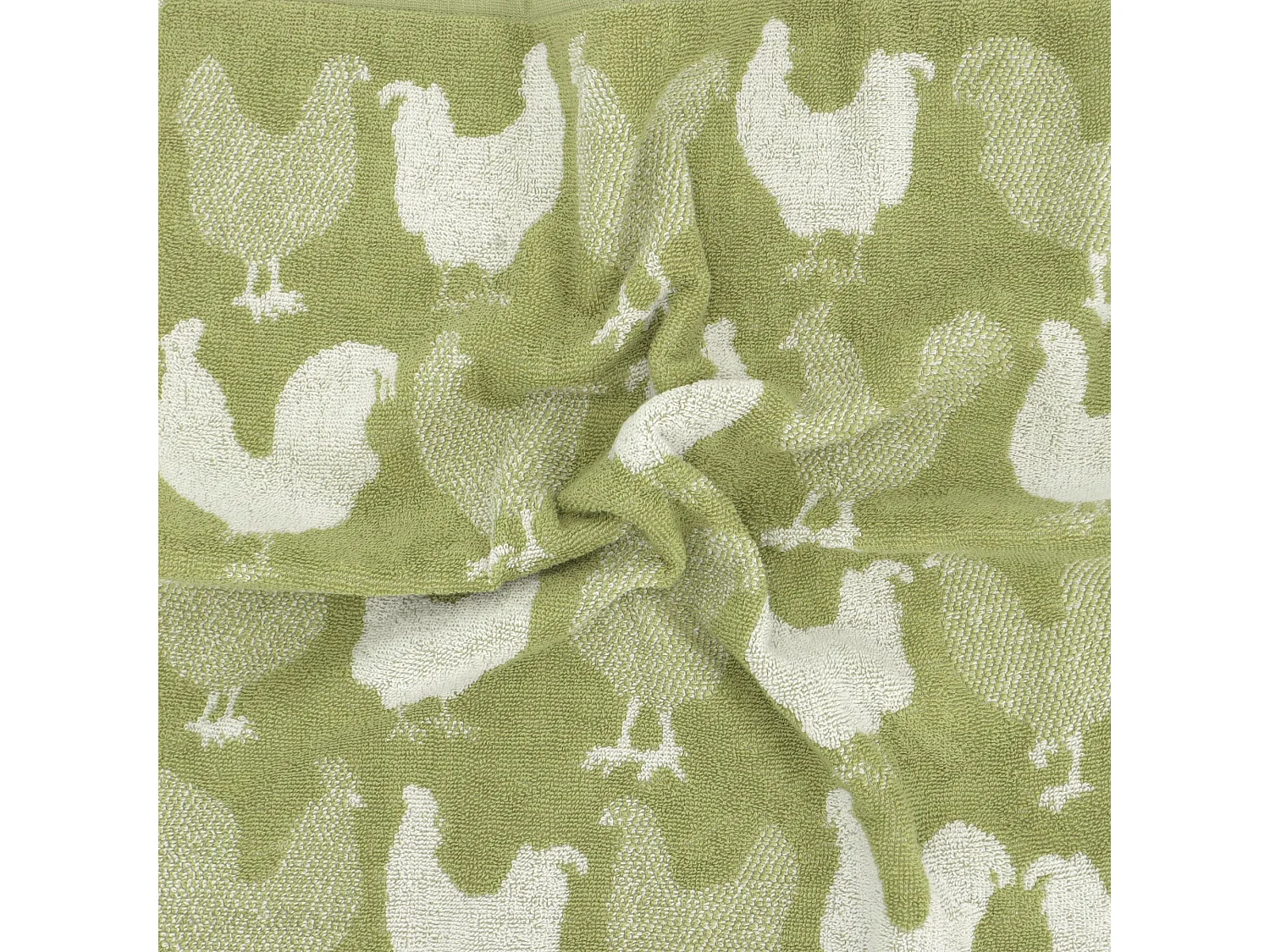 Lot de 2 torchons de cuisine éponge 50x50 cm coton CHICKEN vert