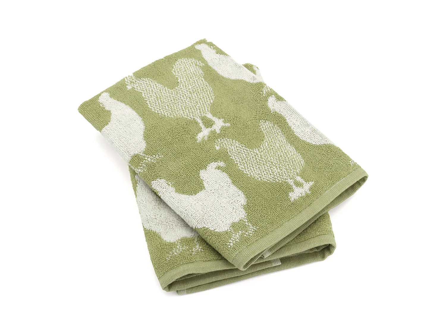 Lot de 2 torchons de cuisine éponge 50x50 cm coton CHICKEN vert