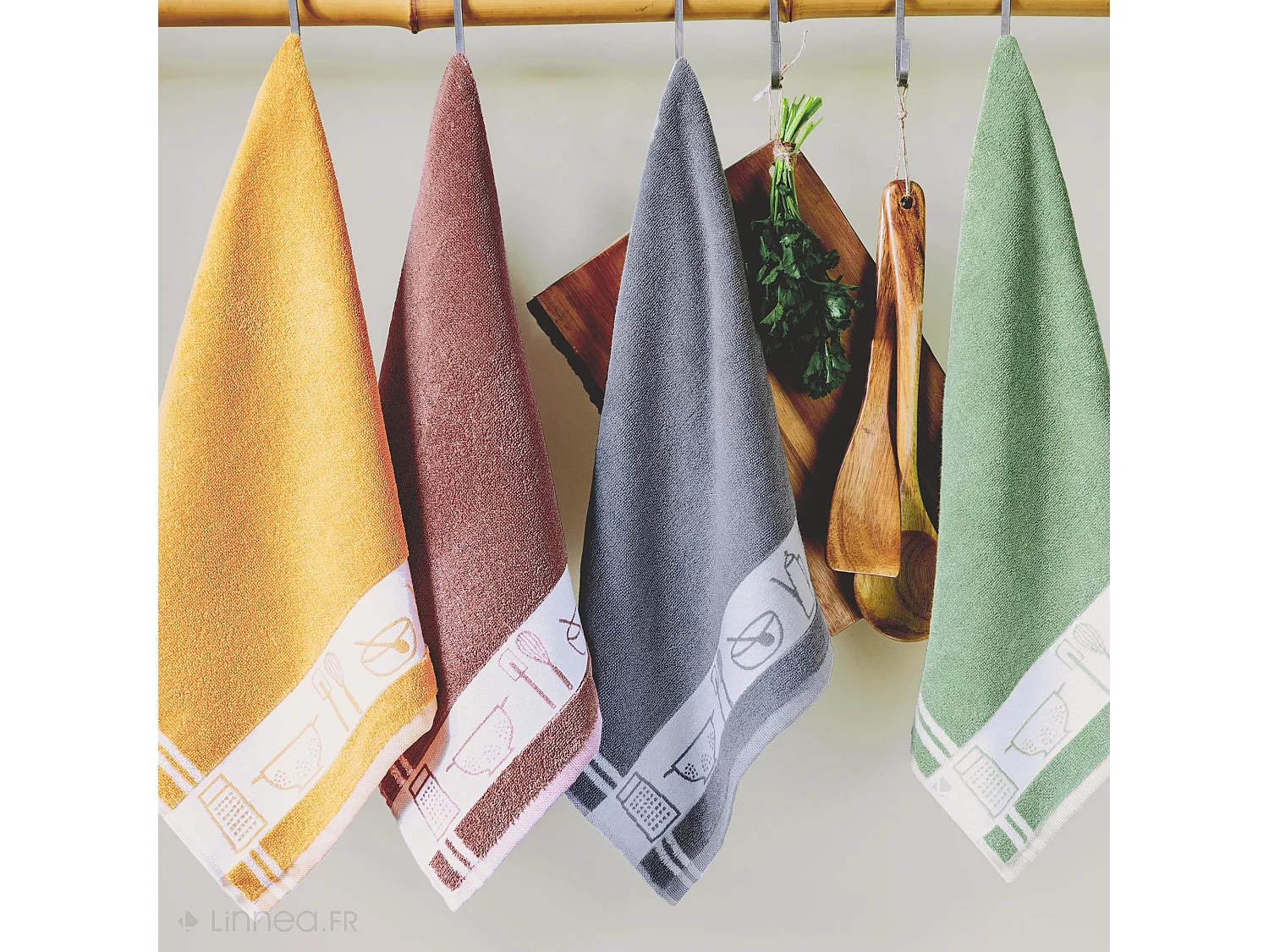 Lot de 2 torchons de cuisine éponge 50x50 cm coton TERRY rose