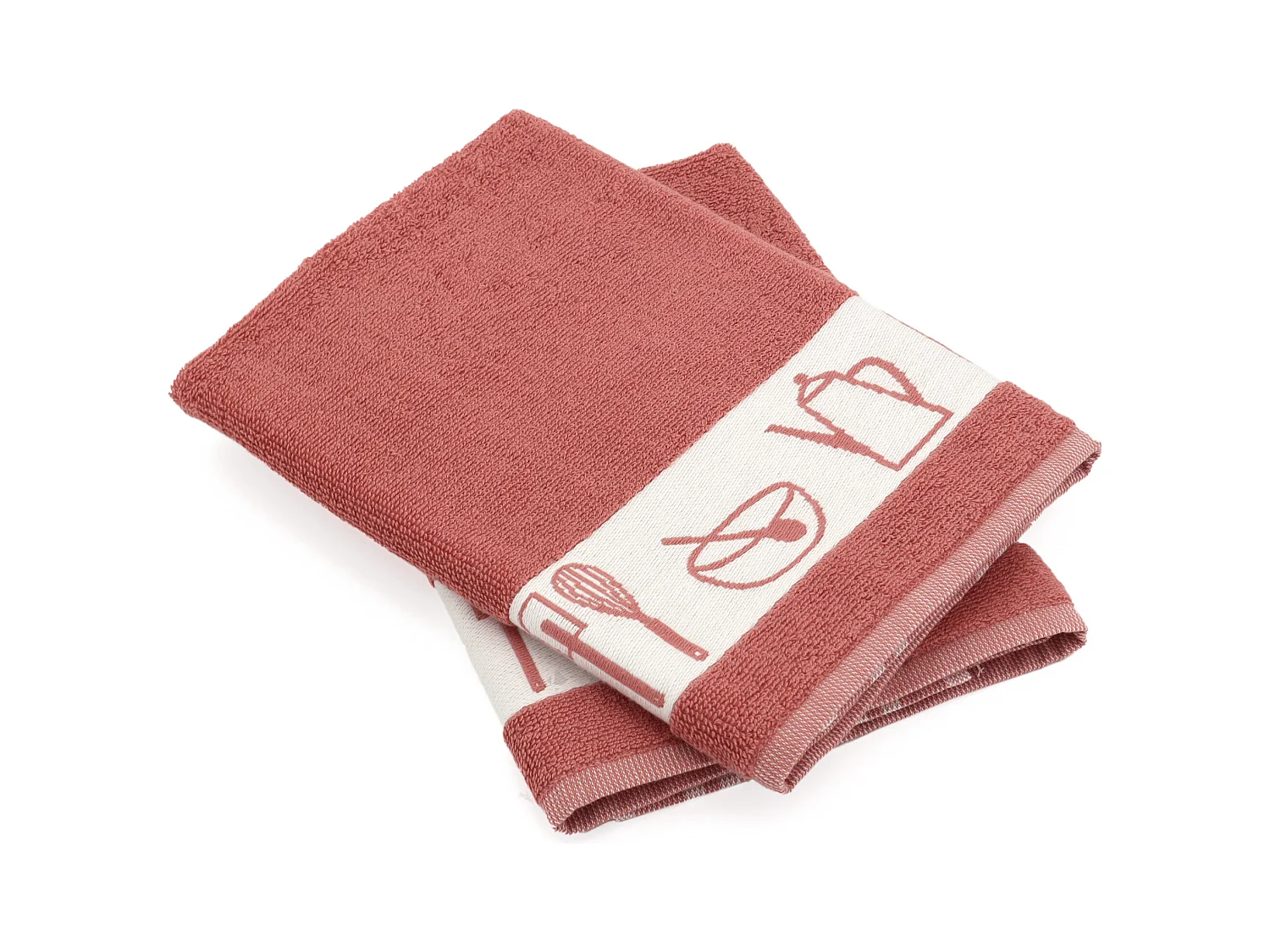 Lot de 2 torchons de cuisine éponge 50x50 cm coton TERRY rose