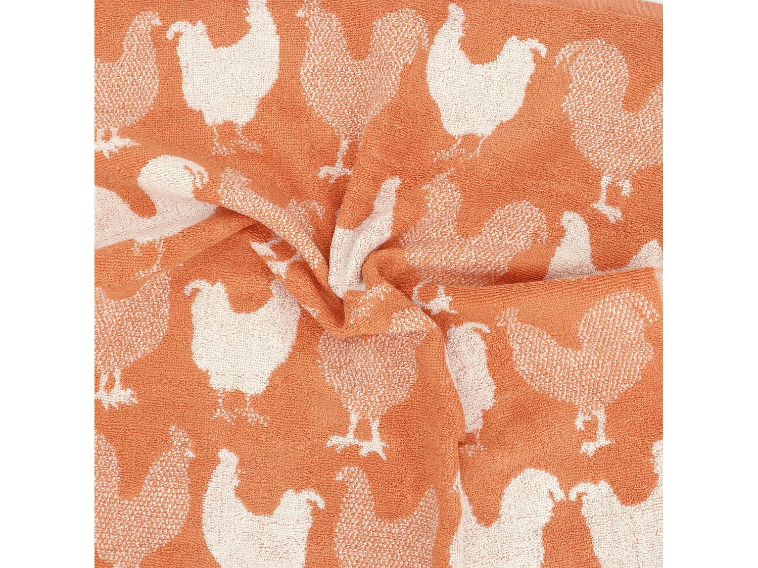 Lot de 2 torchons de cuisine éponge 50x50 cm coton CHICKEN orange