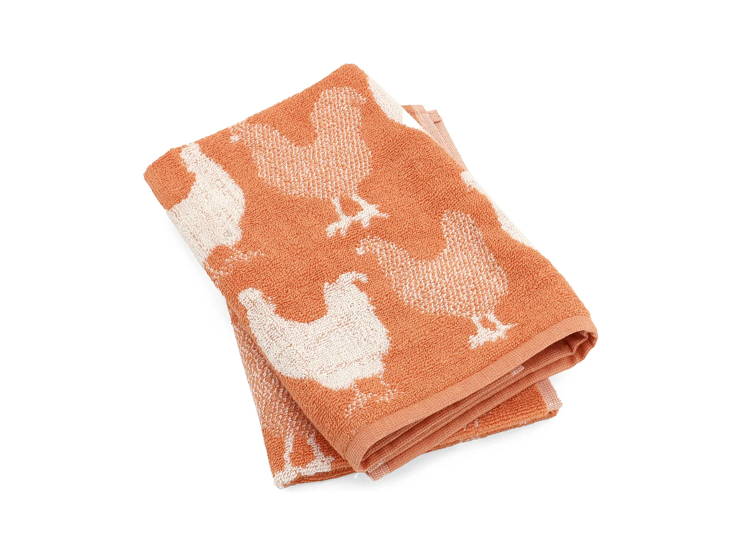 Lot de 2 torchons de cuisine éponge 50x50 cm coton CHICKEN orange