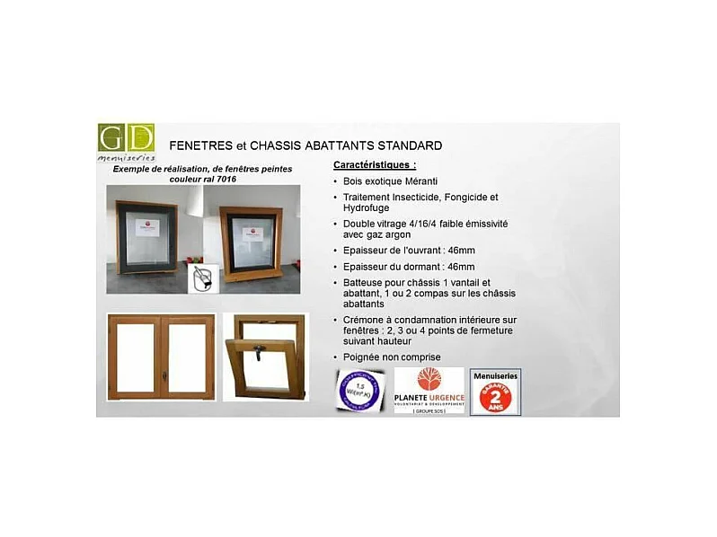 Fenetre 2 Vantaux En Bois   Hauteur 145 X Largeur 80 (Cotes Tableau)  Envoye