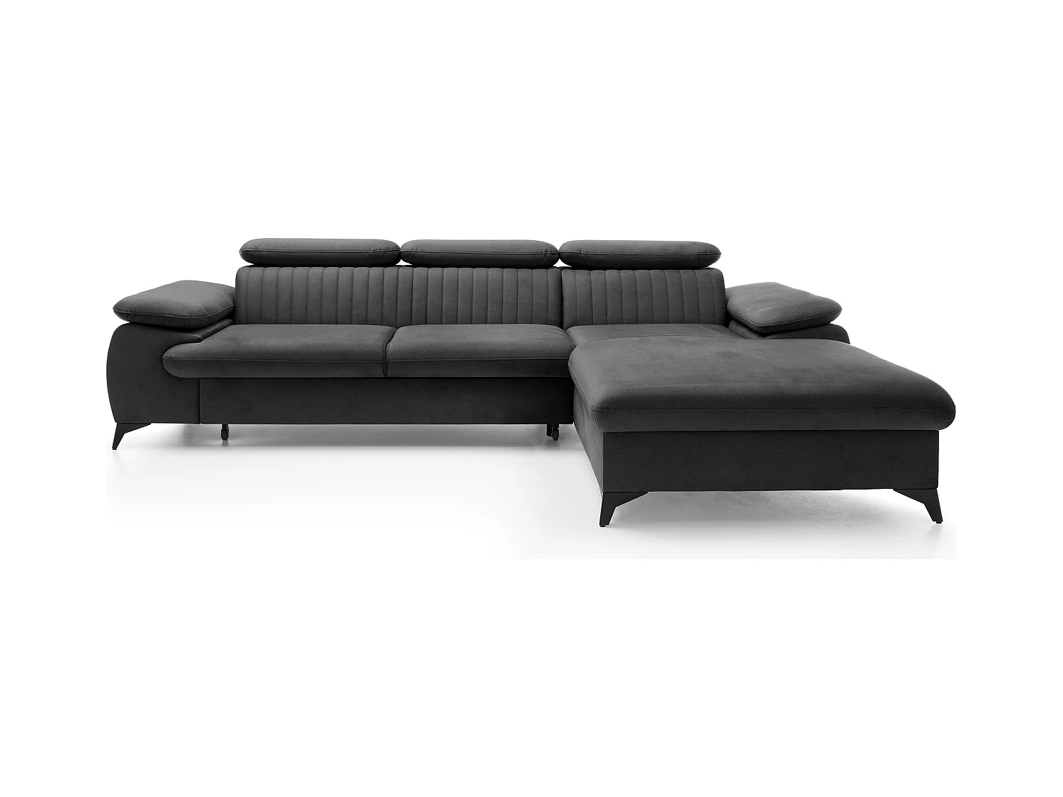 Canapé d'angle droit convertible en velours gris anthracite SAMARA de Pascal Morabito