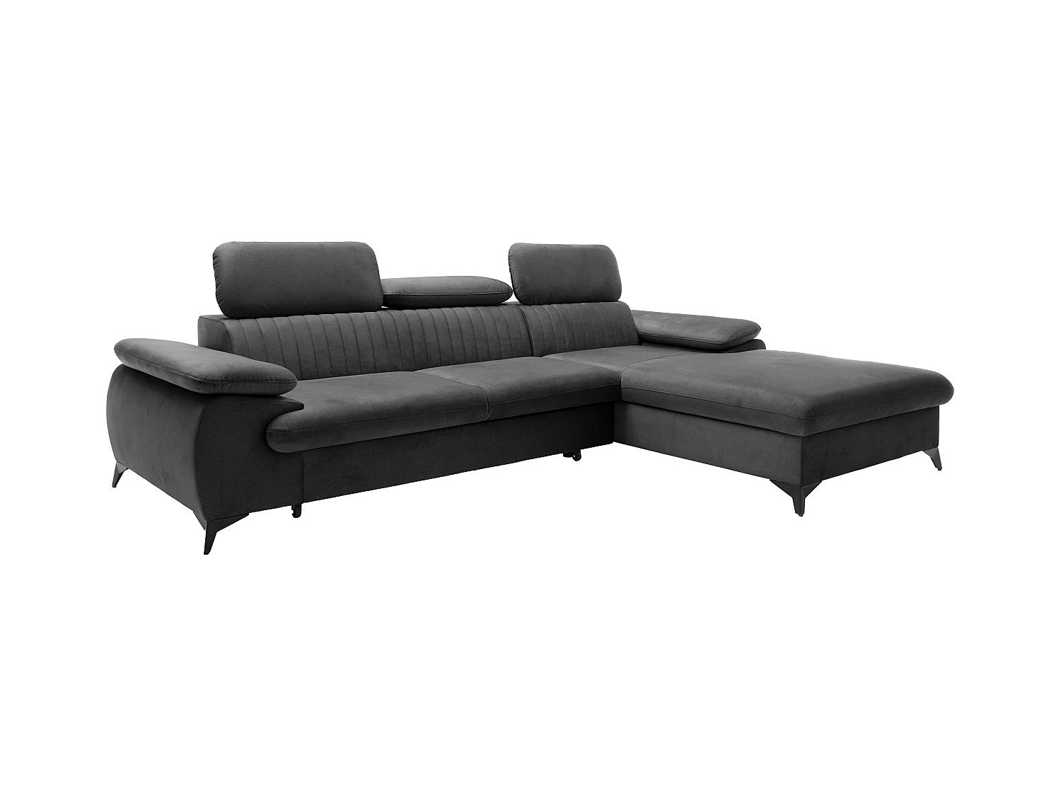 Canapé d'angle droit convertible en velours gris anthracite SAMARA de Pascal Morabito