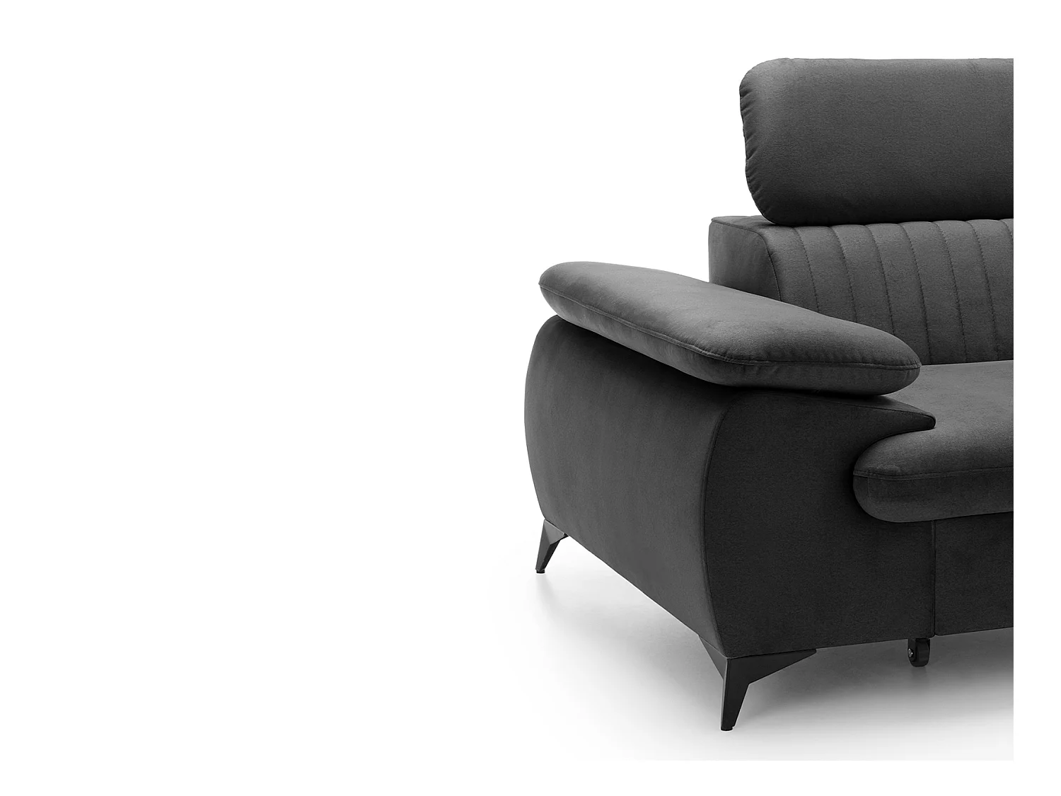Canapé d'angle droit convertible en velours gris anthracite SAMARA de Pascal Morabito