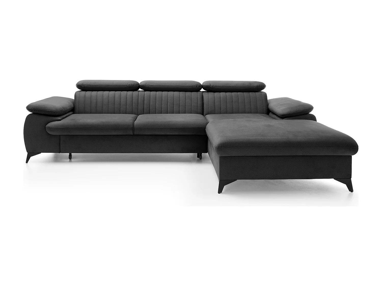 Höger soffa i konverterbar sammet i antracitgrå SAMARA av Pascal Morabito