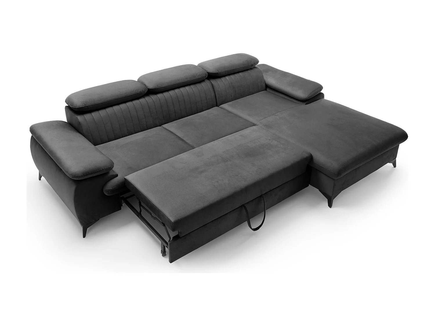 Höger soffa i konverterbar sammet i antracitgrå SAMARA av Pascal Morabito