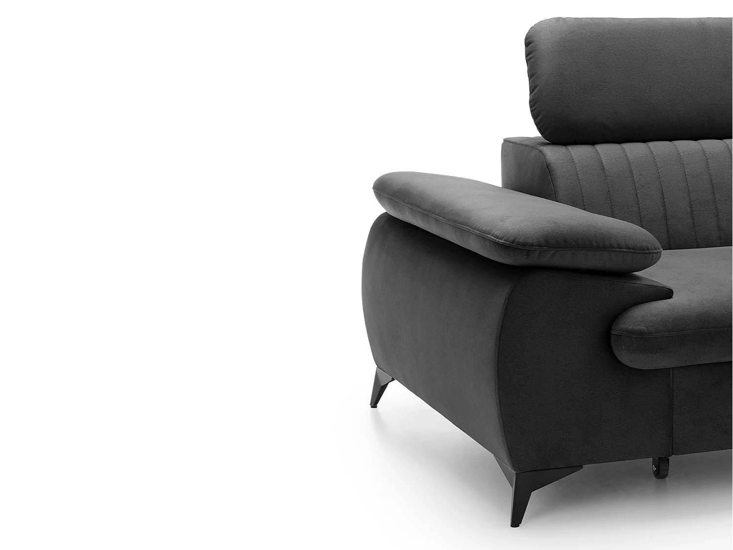 Höger soffa i konverterbar sammet i antracitgrå SAMARA av Pascal Morabito