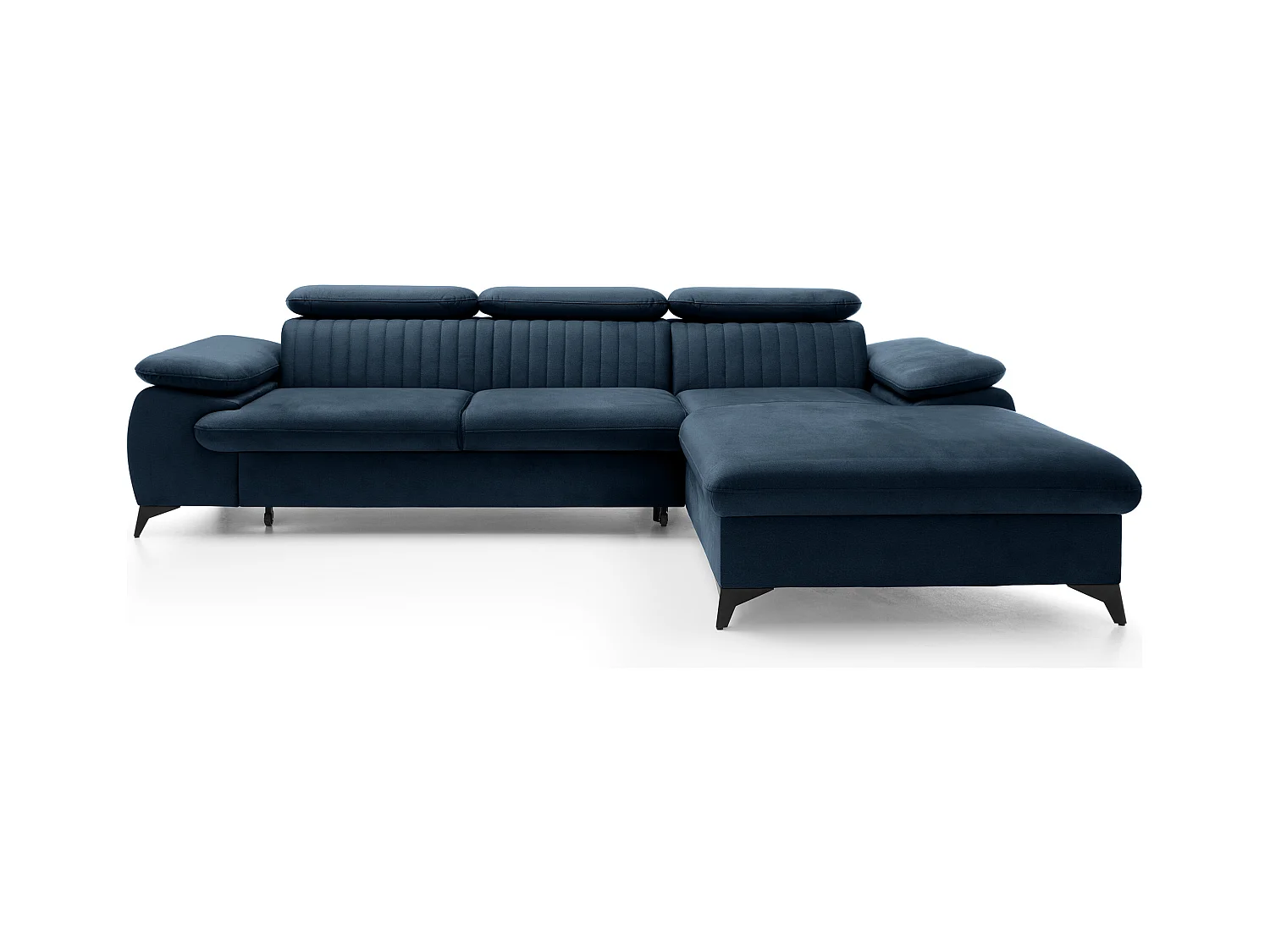 Canapé d'angle droit convertible en velours bleu nuit SAMARA de Pascal Morabito