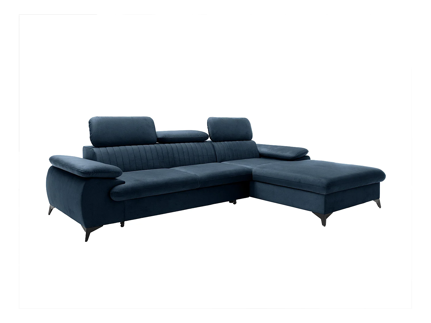 Canapé d'angle droit convertible en velours bleu nuit SAMARA de Pascal Morabito