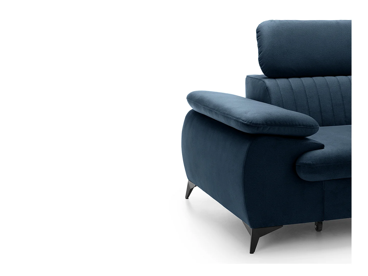 Canapé d'angle droit convertible en velours bleu nuit SAMARA de Pascal Morabito