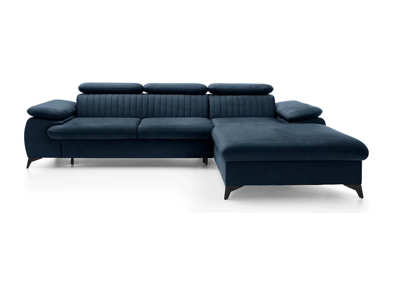 Slaapbank met hoek rechts van nachtblauw velours SAMARA - van Pascal Morabito