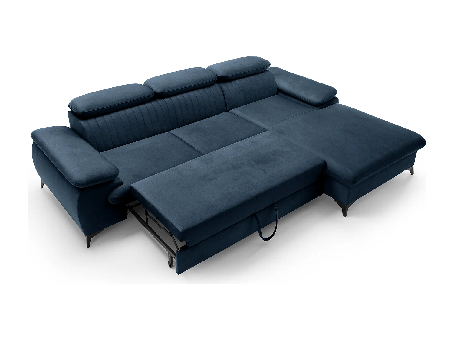 Slaapbank met hoek rechts van nachtblauw velours SAMARA - van Pascal Morabito