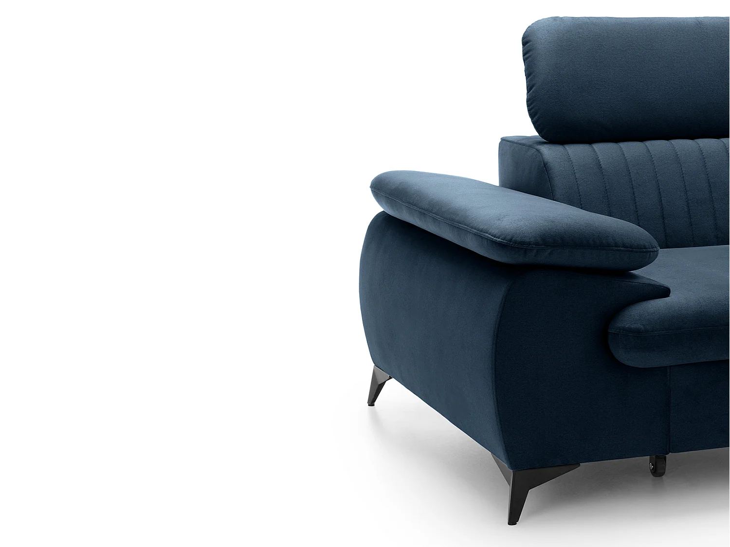 Slaapbank met hoek rechts van nachtblauw velours SAMARA - van Pascal Morabito