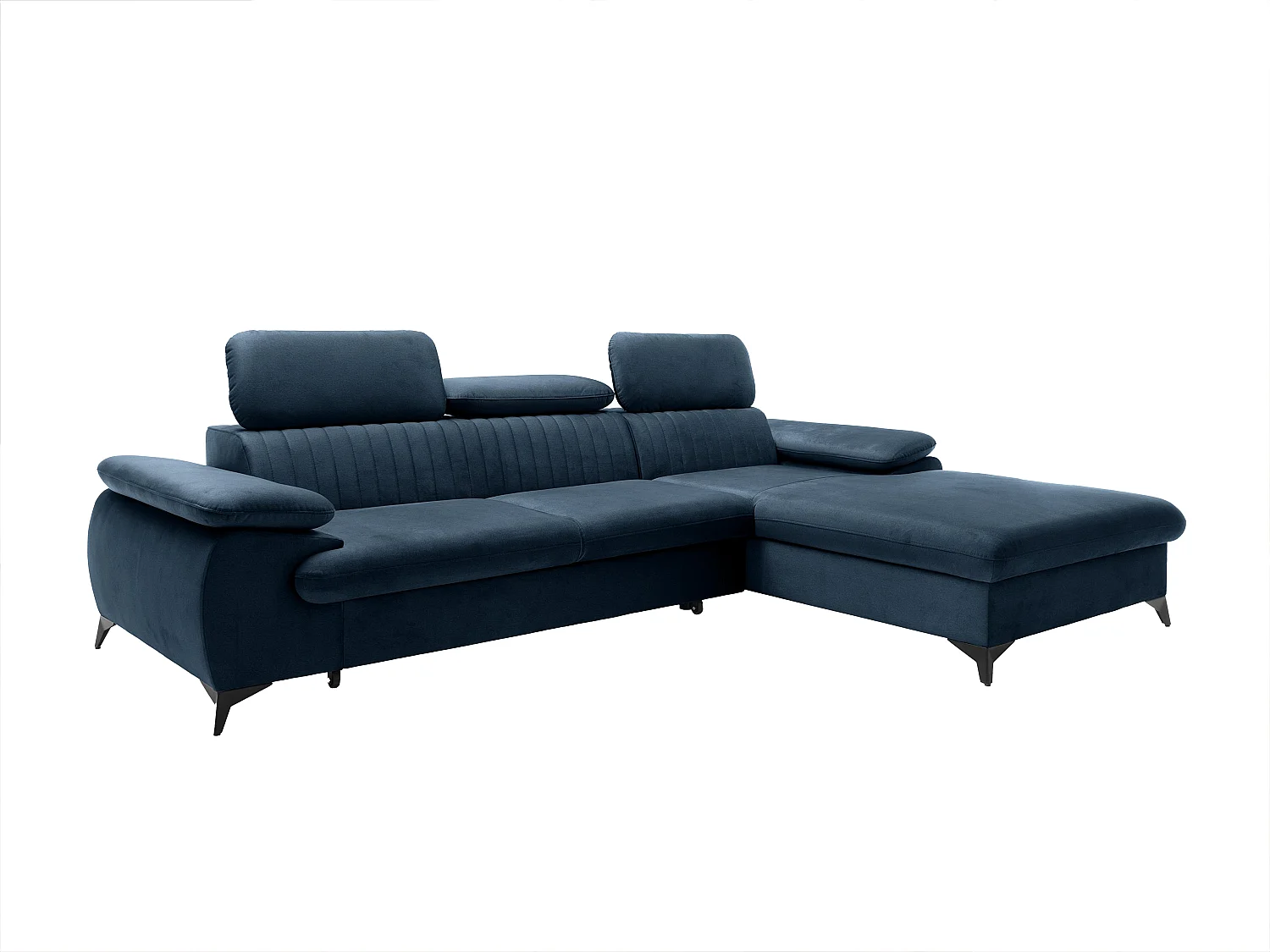 Slaapbank met hoek rechts van nachtblauw velours SAMARA - van Pascal Morabito