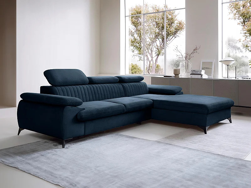 Divano letto in Velluto blu notte - Angolo a destra - SAMARA di Pascal Morabito