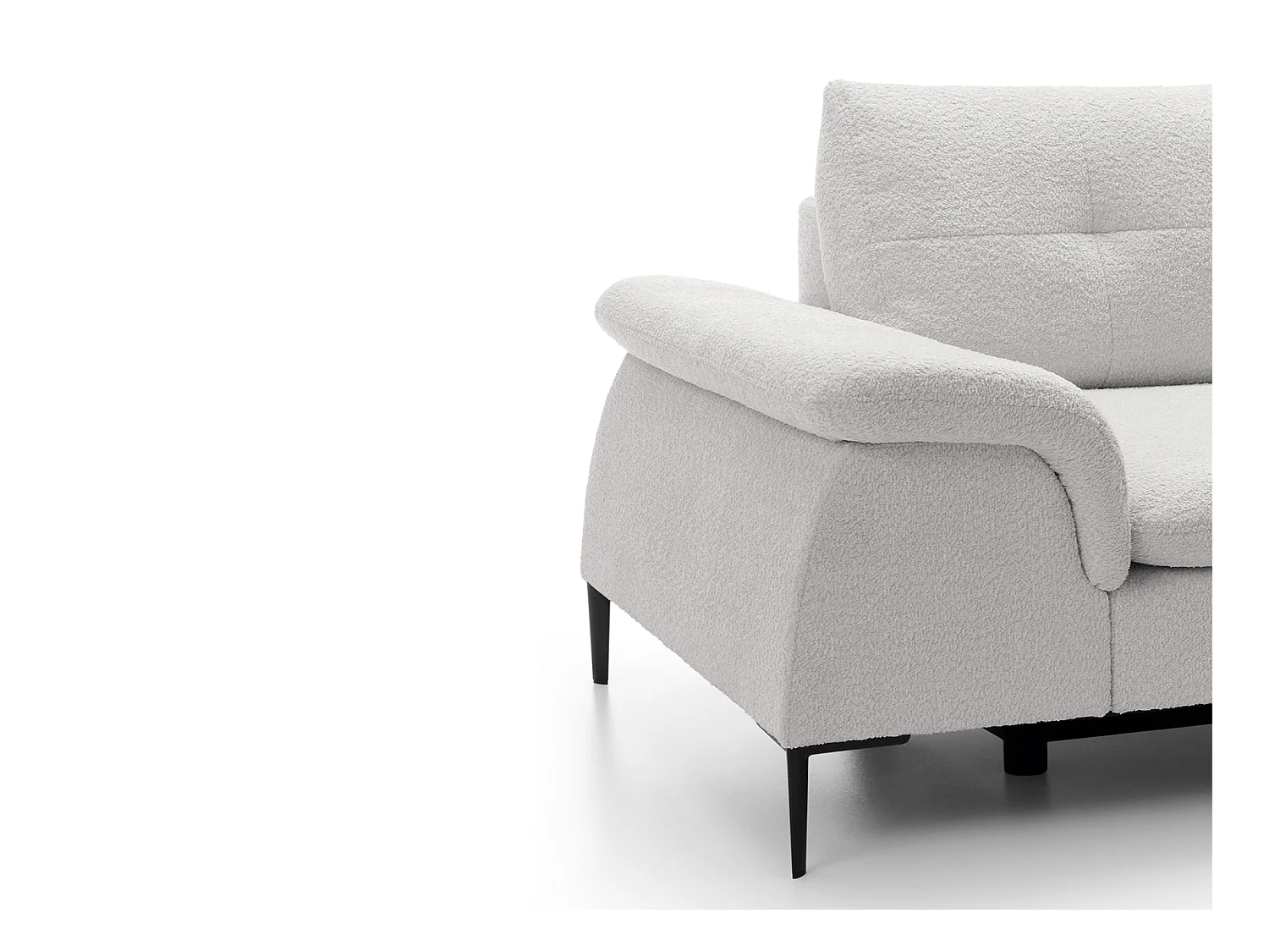 Sofá de canto direito convertível em tecido bouclé branco - JOLESA