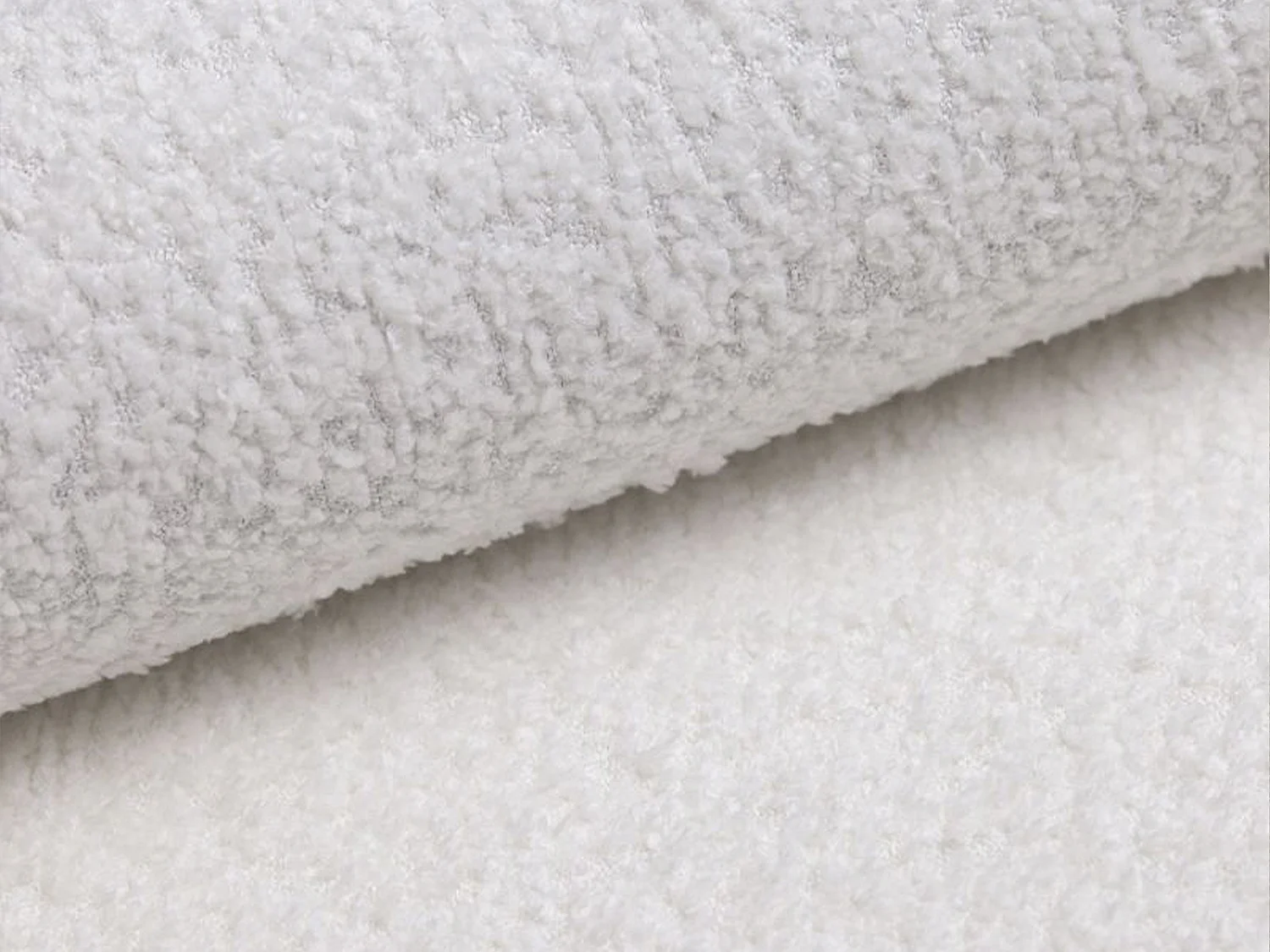 Canapé d'angle droit convertible en tissu bouclette blanc JOLESA