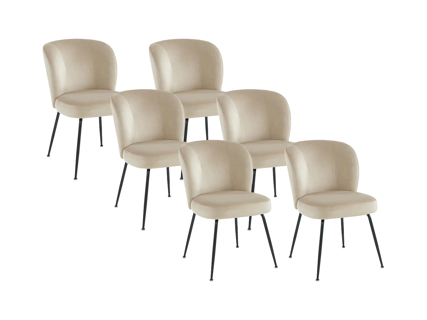 Stuhl 6er-Set - Samt & Metall - Beige - POLPONA von PASCAL MORABITO