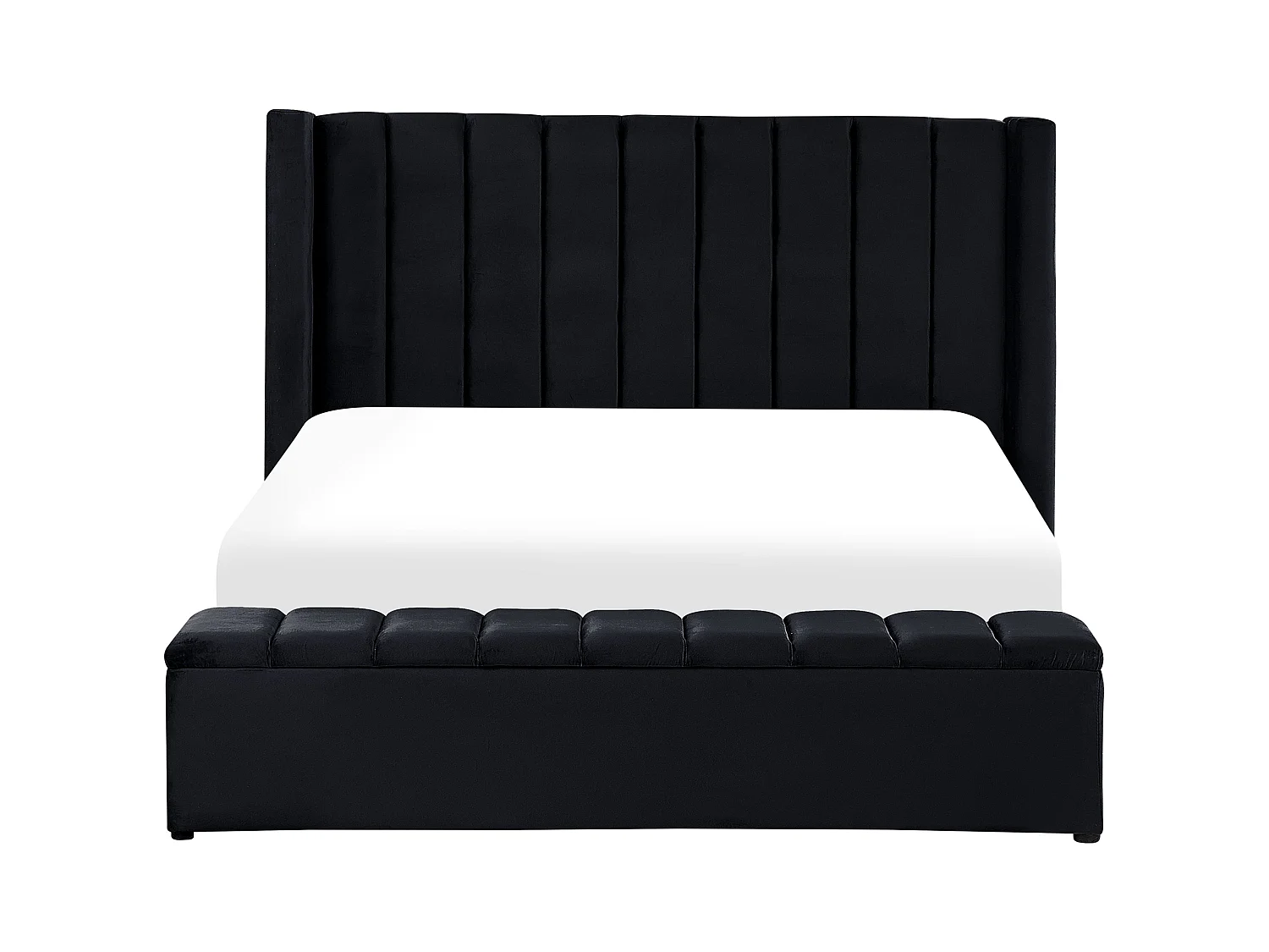 Letto con panca contenitore Velluto NOYERS 180 x 200 cm Nero