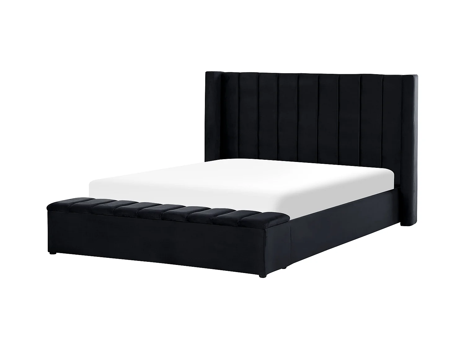 Letto con panca contenitore Velluto NOYERS 180 x 200 cm Nero