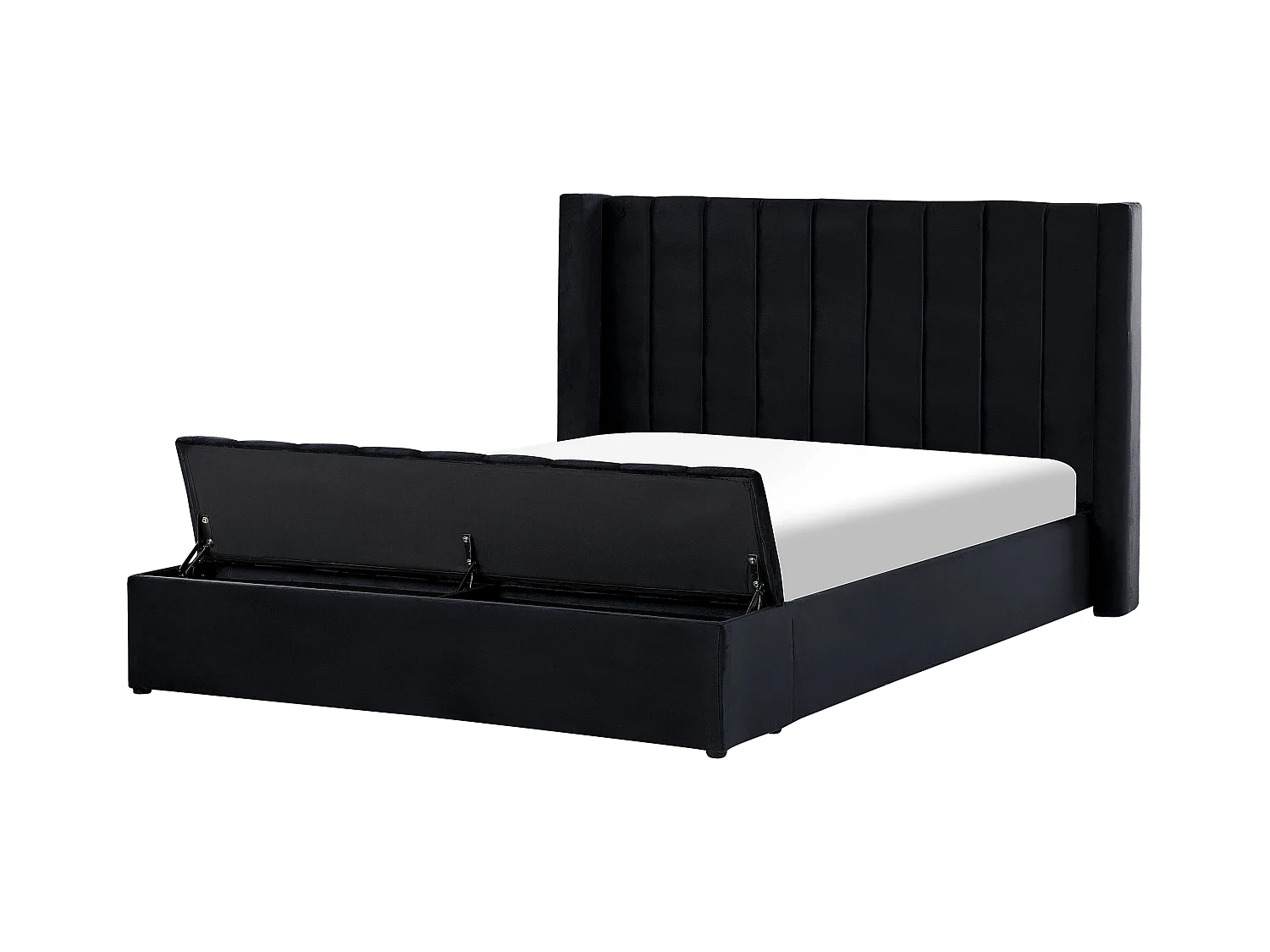 Lit avec banc de rangement Velours NOYERS 180 x 200 cm Noir