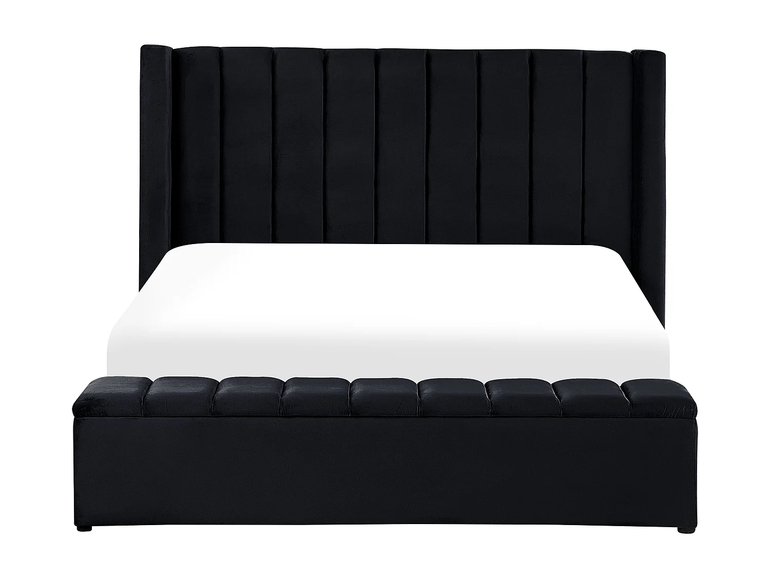 Lit avec banc de rangement Velours NOYERS 180 x 200 cm Noir