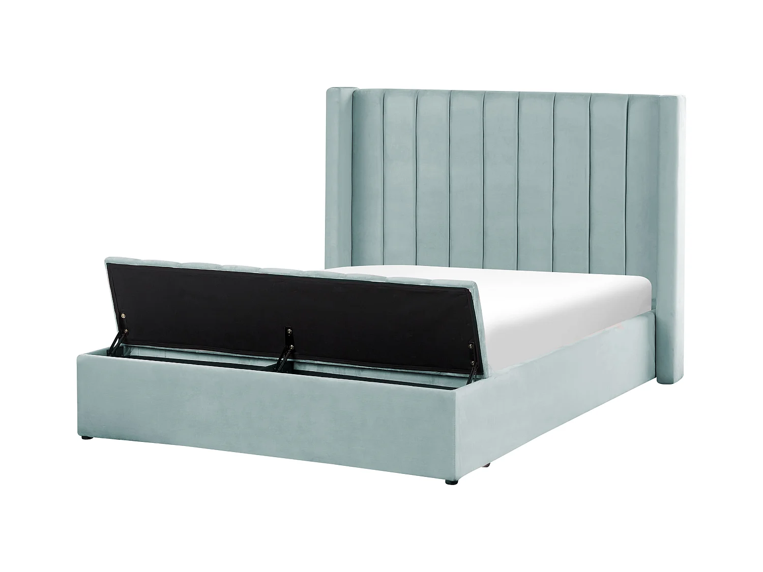 Lit avec banc de rangement Velours NOYERS 140 x 200 cm Vert menthe