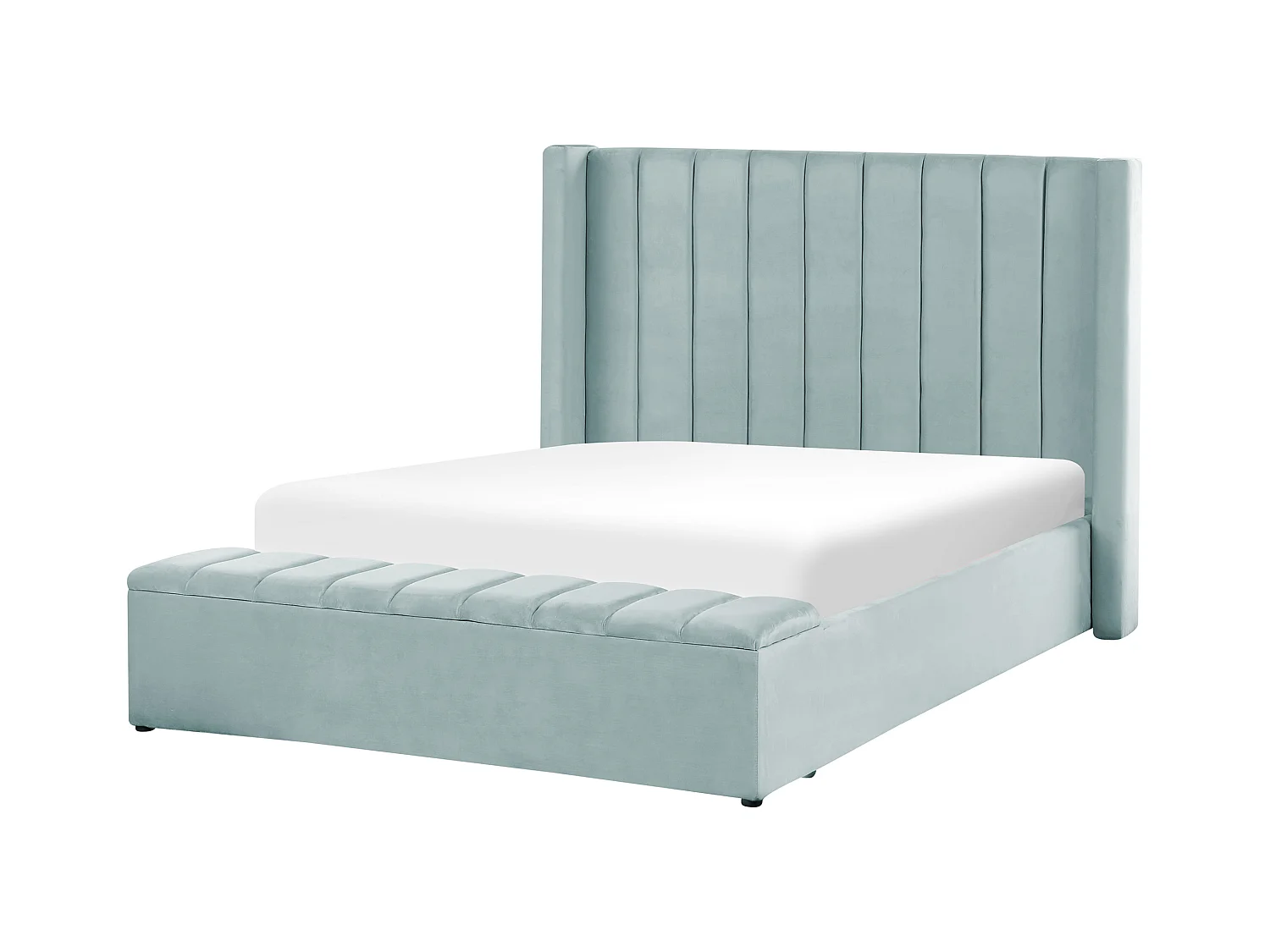 Bed met opbergbankje Fluweel NOYERS 140 x 200 cm Mintgroen