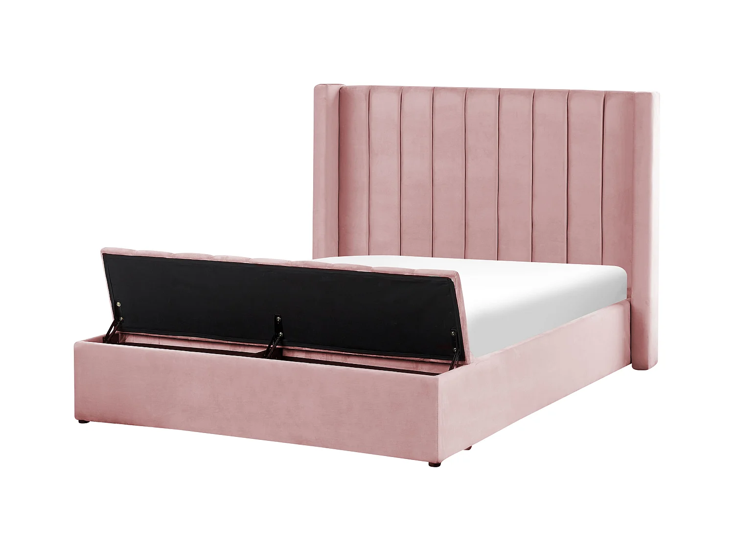 Lit avec banc de rangement Velours NOYERS 140 x 200 cm Rose