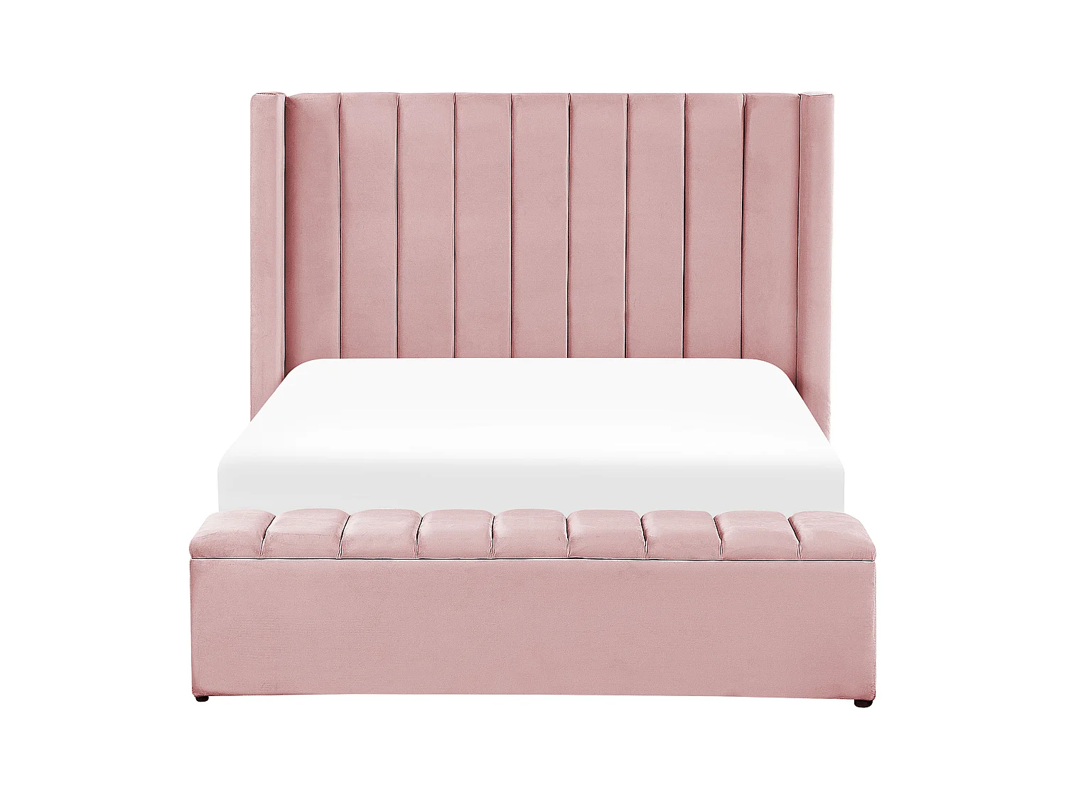 Lit avec banc de rangement Velours NOYERS 140 x 200 cm Rose
