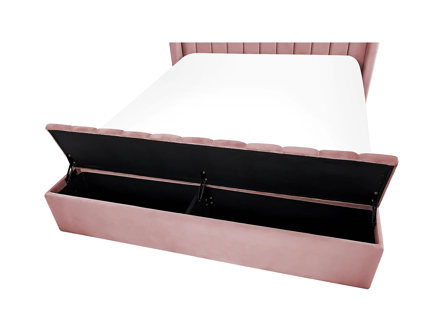 Lit avec banc de rangement Velours NOYERS 140 x 200 cm Rose