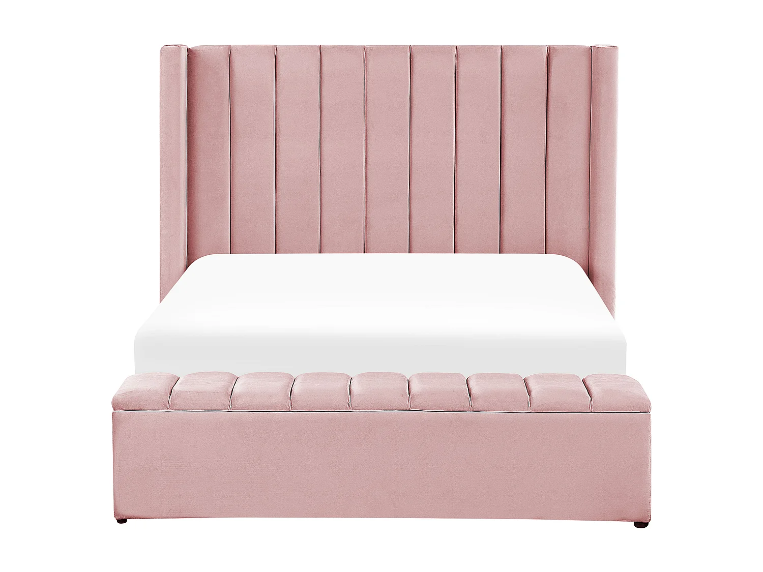Lit avec banc de rangement Velours NOYERS 140 x 200 cm Rose