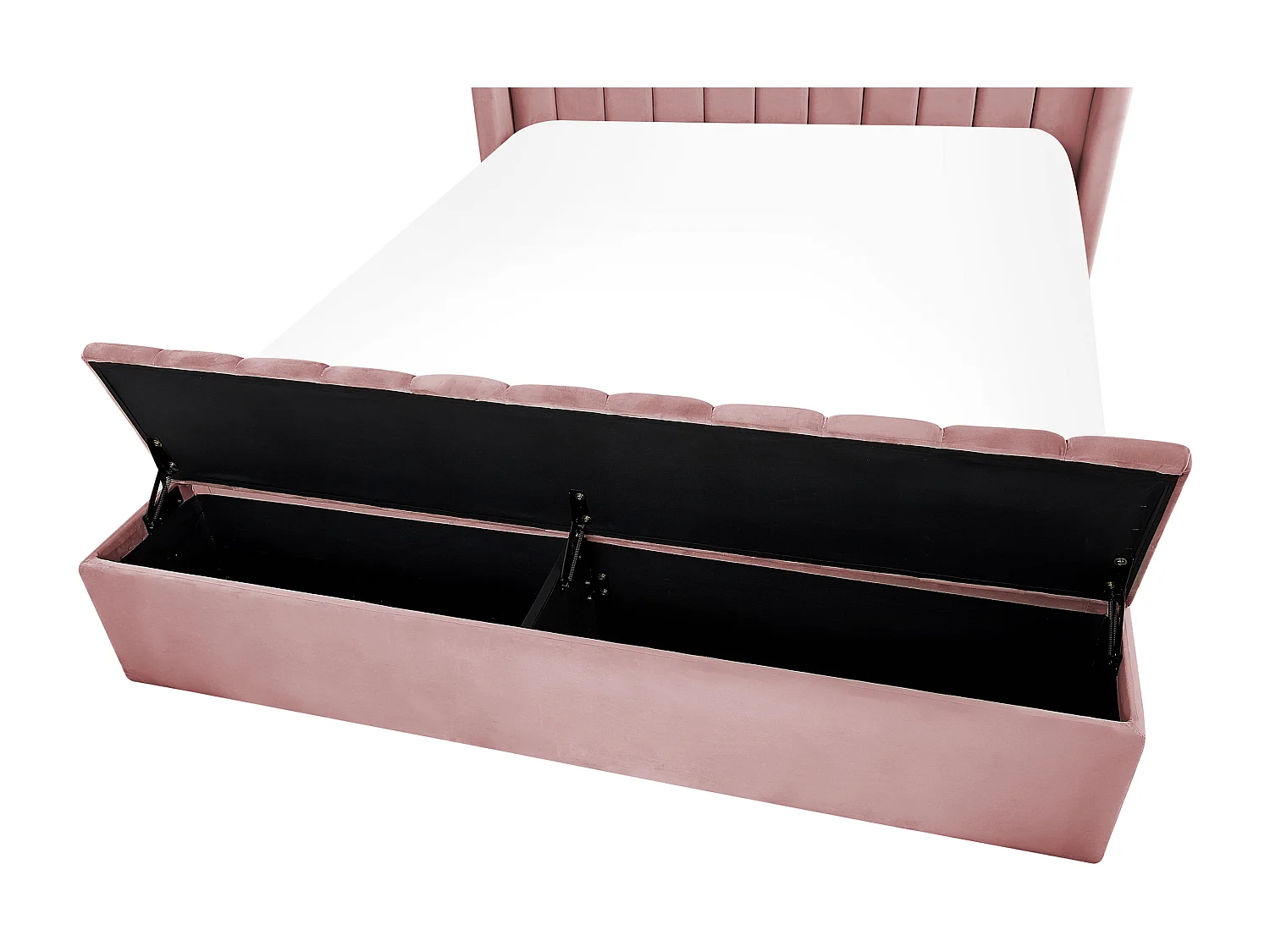 Lit avec banc de rangement Velours NOYERS 140 x 200 cm Rose