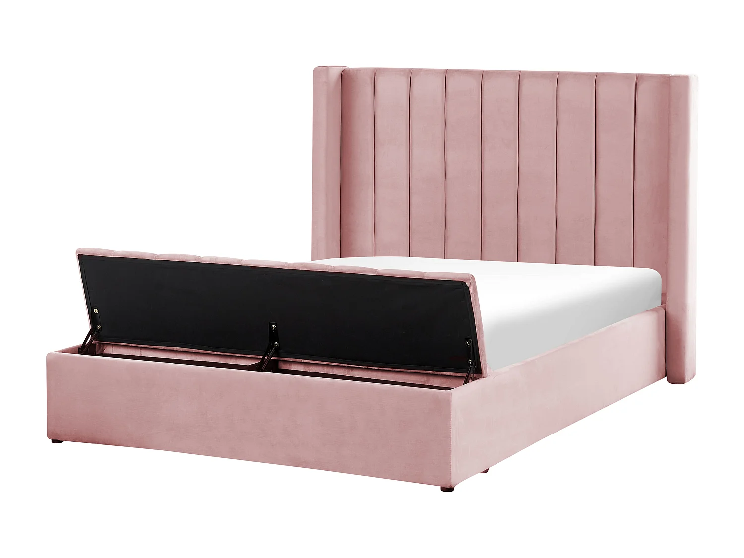 Bed met opbergbankje Fluweel NOYERS 140 x 200 cm Roze