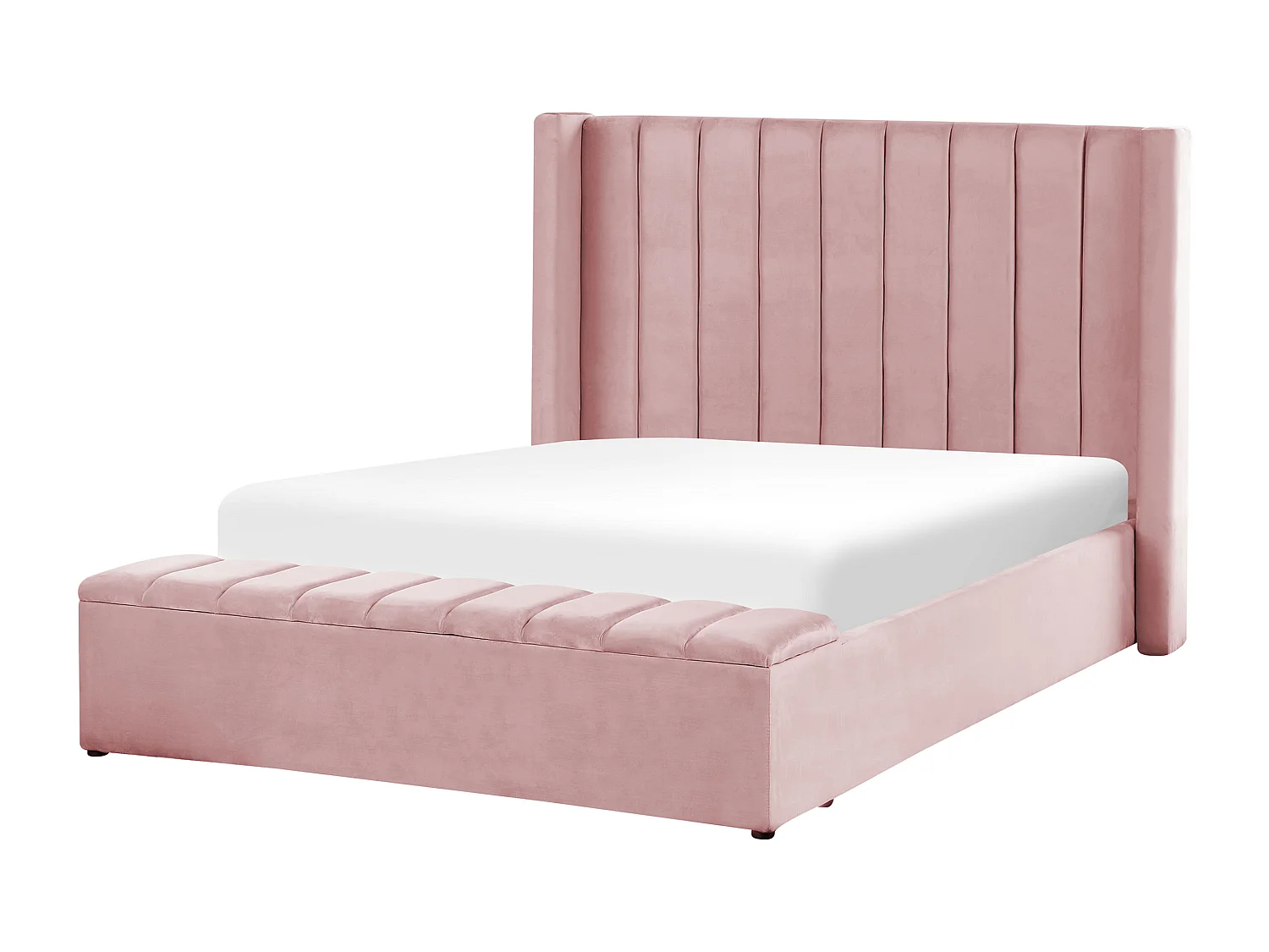 Bed met opbergbankje Fluweel NOYERS 140 x 200 cm Roze
