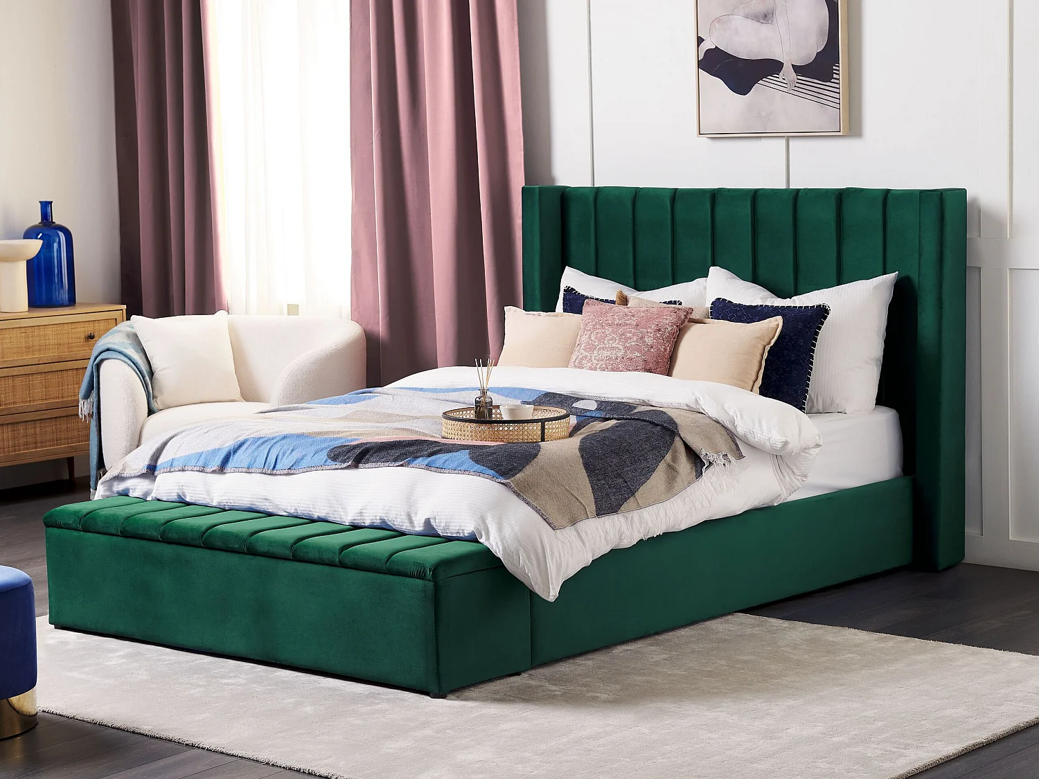 Bed fluweel groen 160 x 200 cm NOYERS