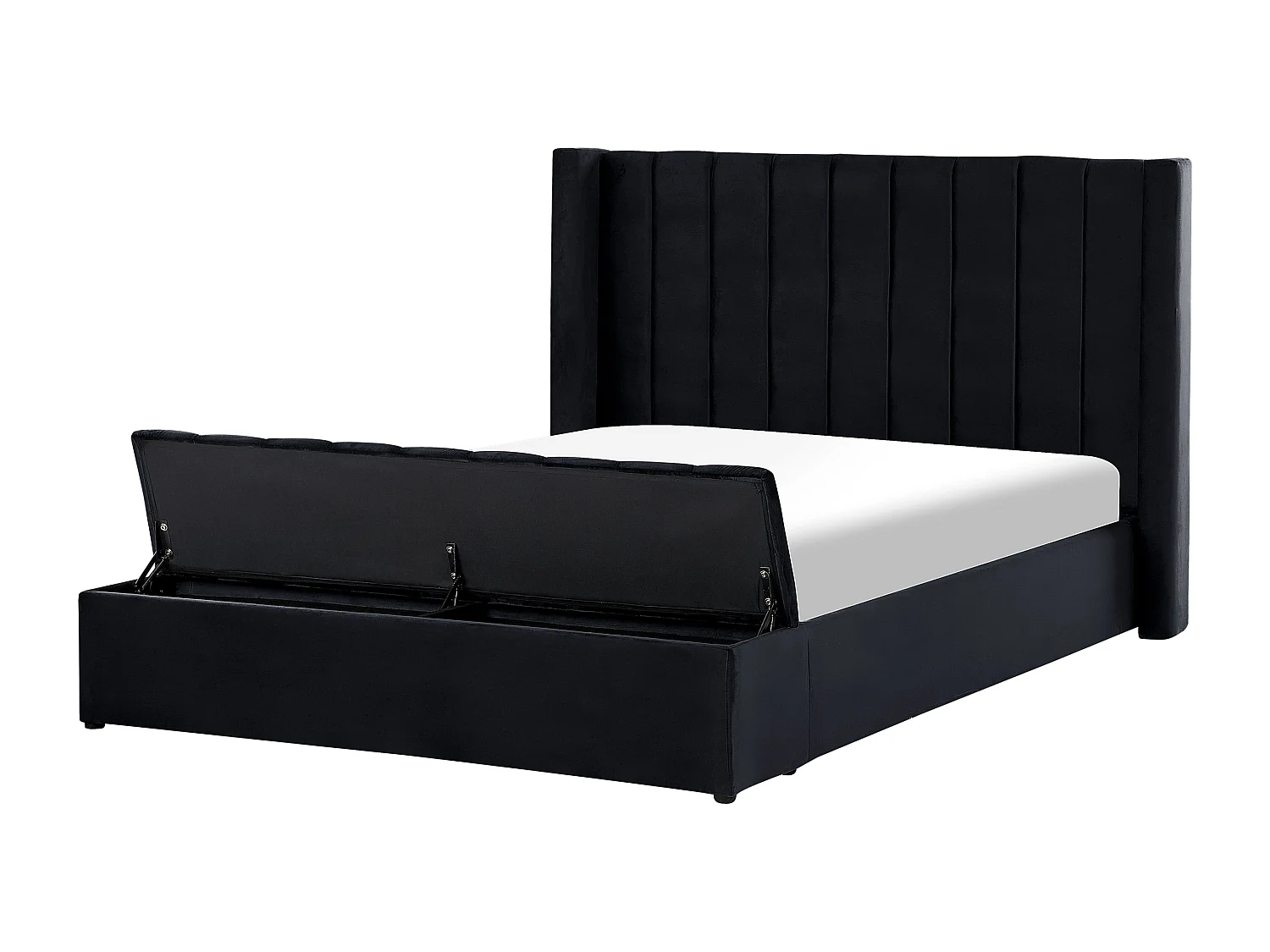 Polsterbett Samtstoff schwarz mit Stauraum 160 x 200 cm NOYERS