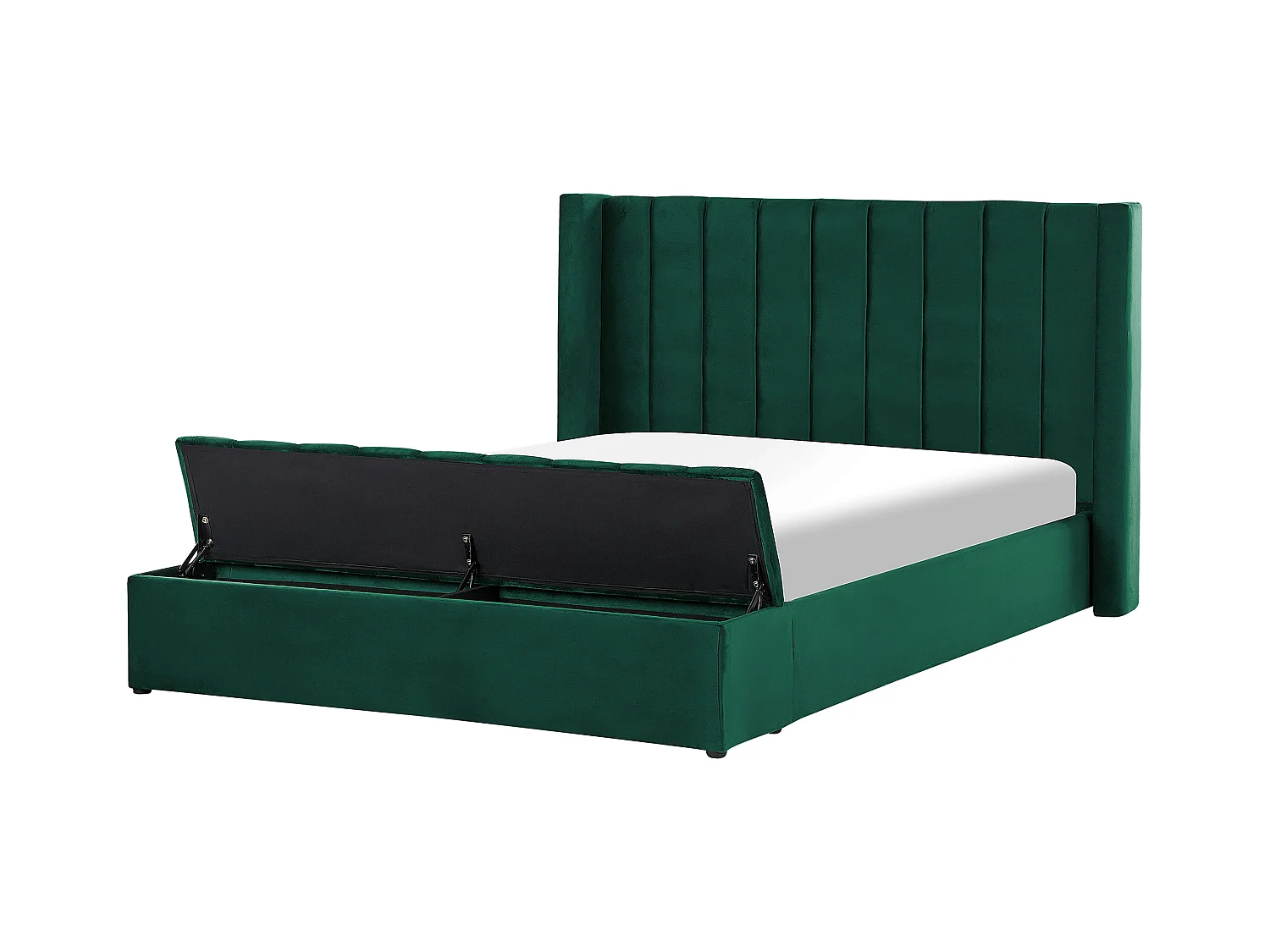 Lit avec banc de rangement Velours NOYERS 180 x 200 cm Vert émeraude