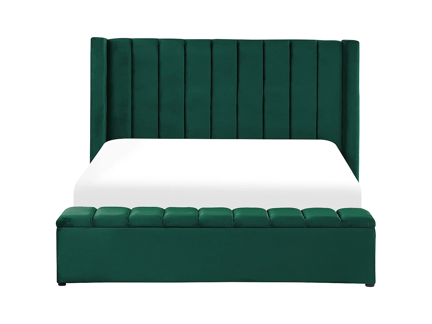 Lit avec banc de rangement Velours NOYERS 180 x 200 cm Vert émeraude
