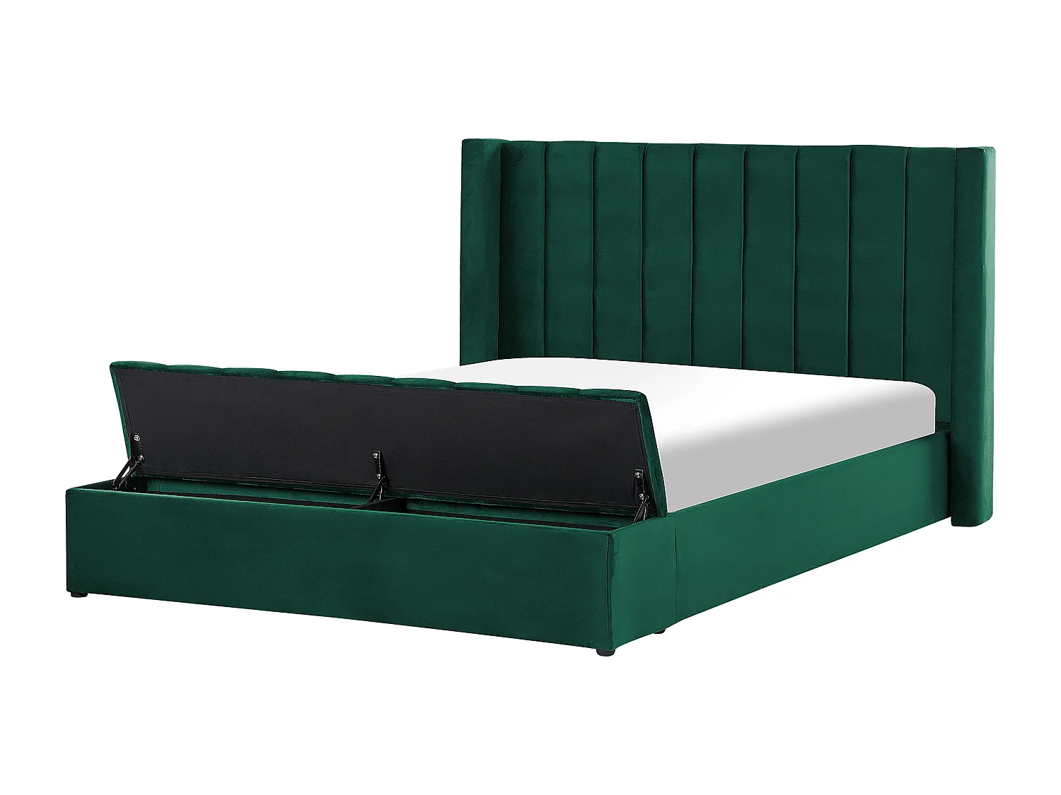 Lit avec banc de rangement Velours NOYERS 180 x 200 cm Vert émeraude