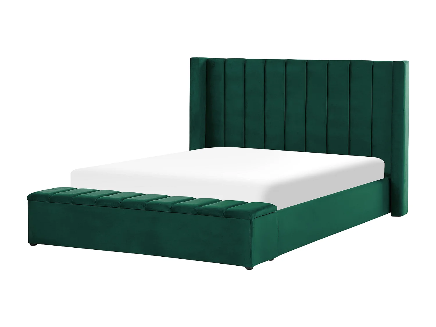 Lit avec banc de rangement Velours NOYERS 180 x 200 cm Vert émeraude