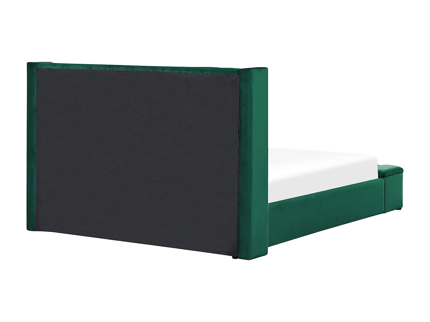 Lit avec banc de rangement Velours NOYERS 180 x 200 cm Vert émeraude