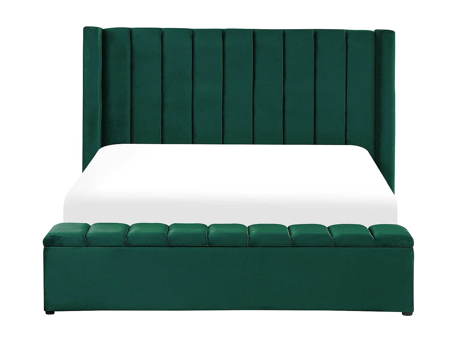 Lit avec banc de rangement Velours NOYERS 180 x 200 cm Vert émeraude