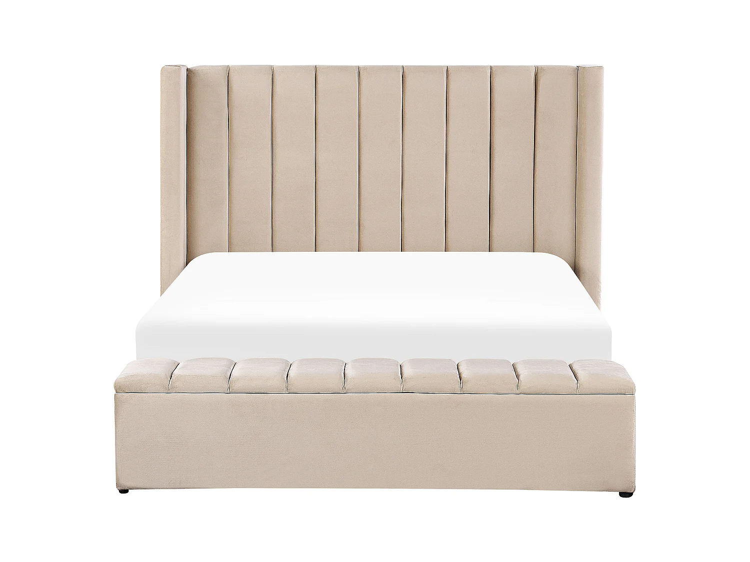 Letto con panca contenitore Velluto NOYERS 160 x 200 cm Beige